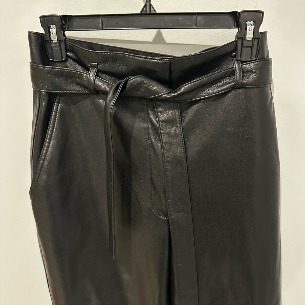 Aritzia Babaton Vegan Leather Belted Pants - Size 10 - Picture 5 of 6